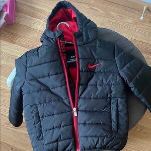 Nike Black and Red Puffer Jacket